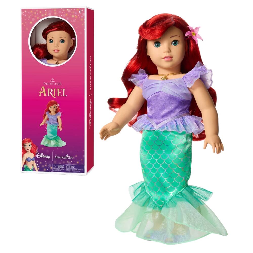 American Girl Disney Princess Ariel Doll Little Mermaid Swim Fin Outfit Box New